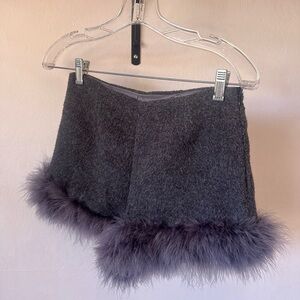 Lily Brown Marabou Wool Shorts